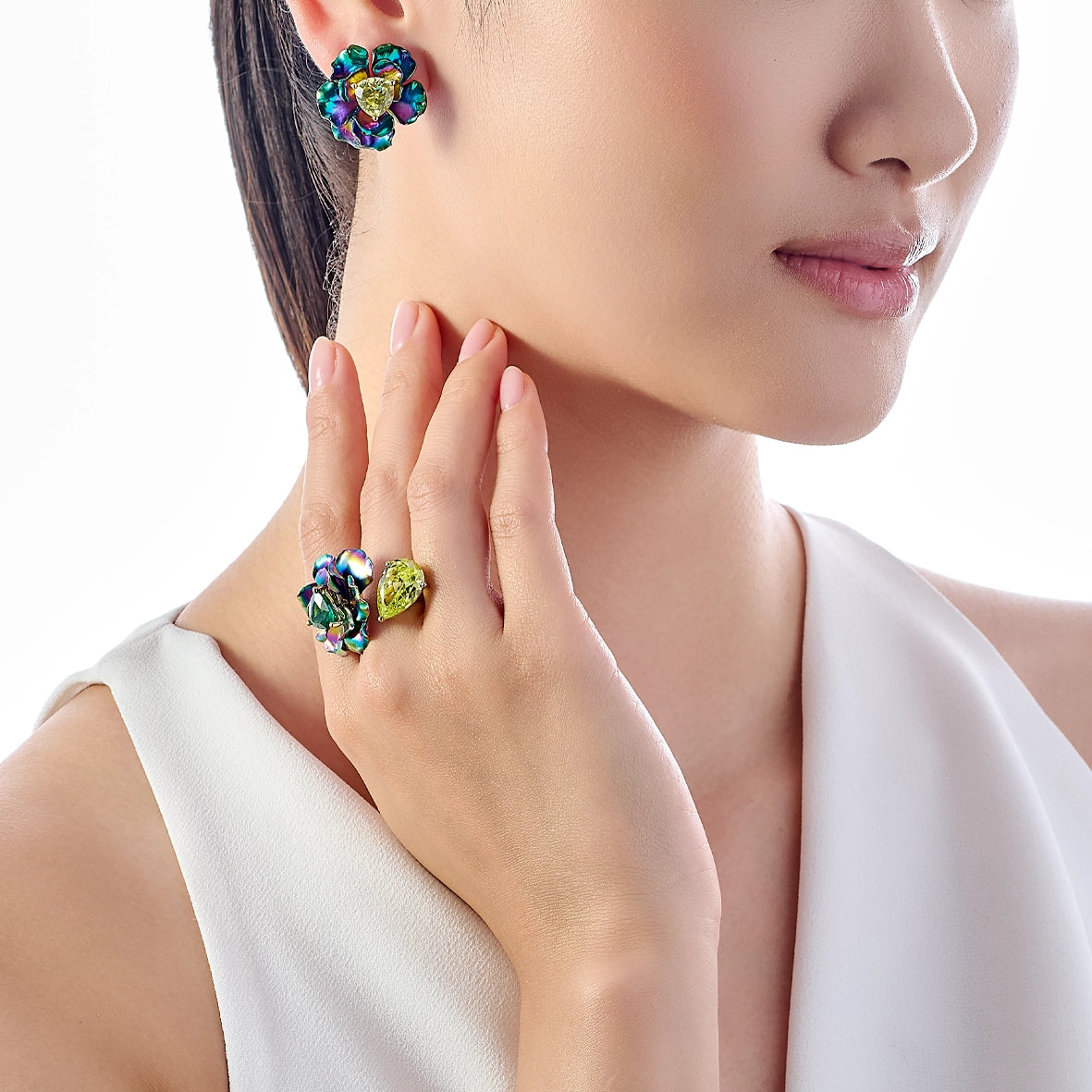 Rainbow Rose Studs
